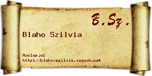 Blaho Szilvia névjegykártya